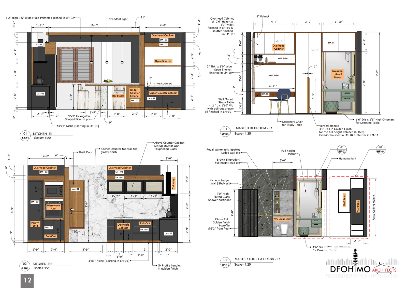 Interior elevation drawings for Mr. Narayan Prasad Upadhya's residence