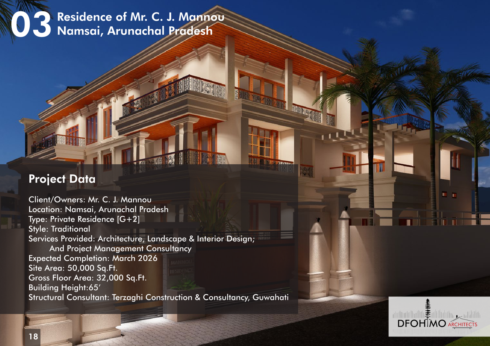 Exterior view of the traditional style Residence of Mr. C. J. Mannou in Namsai