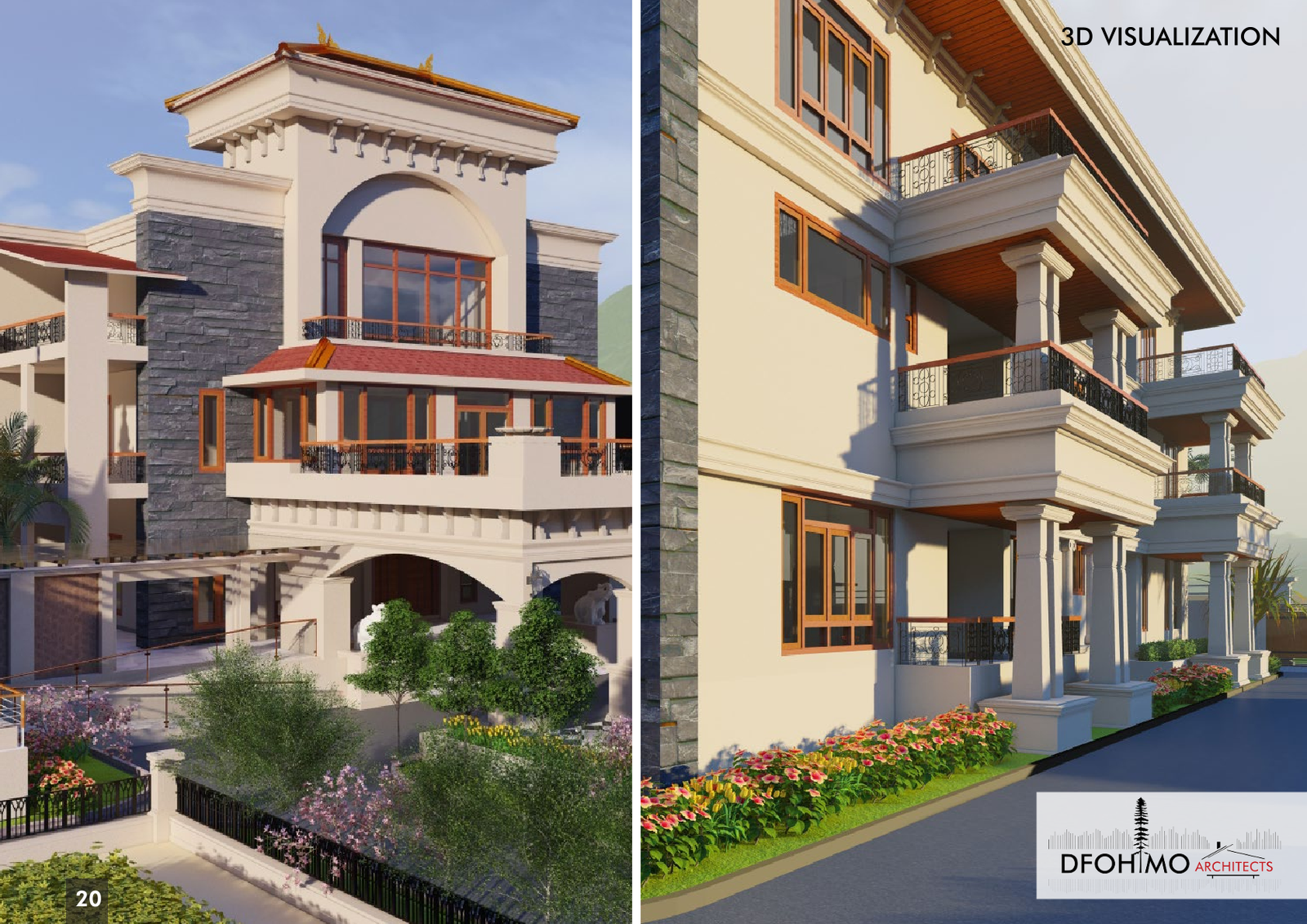 3D architectural visualization of Mr. C. J. Mannou's residence